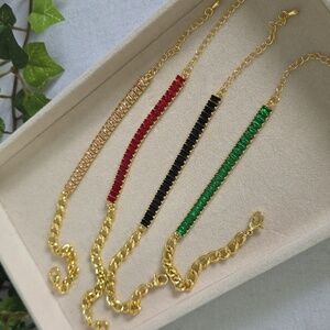 Gold Stainless Steel Bracelet with Crystal Baguette Stones